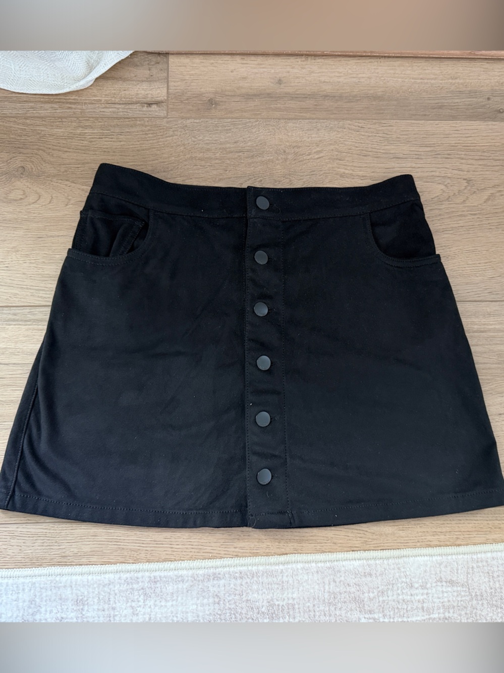 Express Black Button-Front Mini Skirt